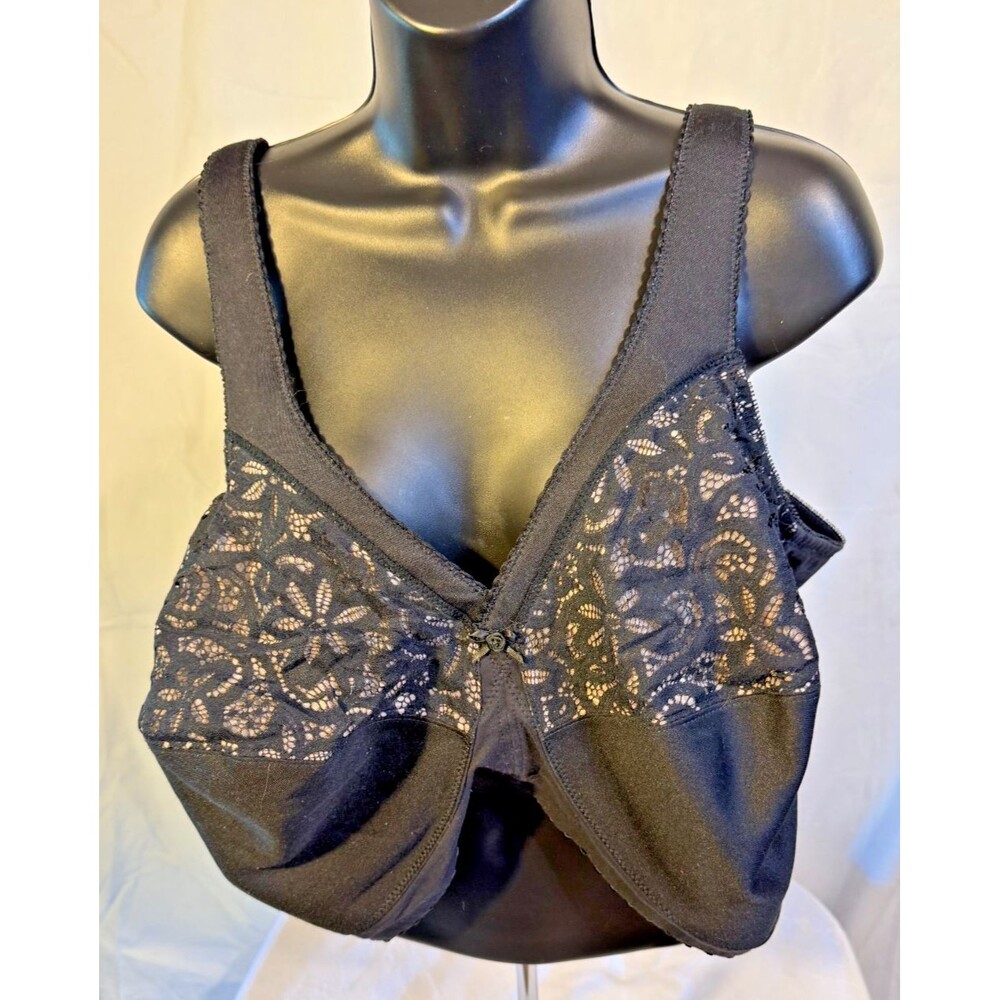 Glamorise Women's Plus Size 56D Black Lace Bra Softcup Whimsygoth Siren Noir